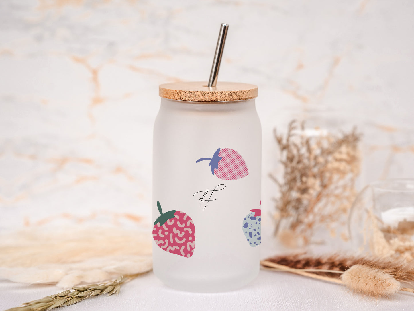 Trinkglas personalisiert - Erdbeeren
