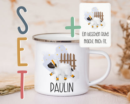 Emaille Tasse personalisiert - Schaf