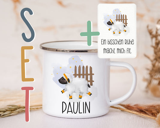 Emaille Tasse personalisiert - Schaf