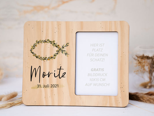 Holzbilderrahmen personalisiert - Taufe