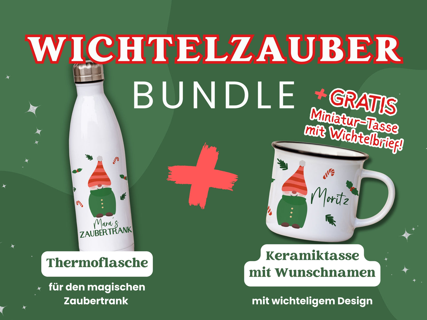 Wichtelzauber BUNDLE - Thermoflasche & Tasse personalisiert