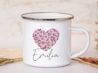 Emaille Tasse personalisiert - Leo Liebe