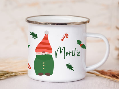 Emaille Tasse personalisiert - Wichtel