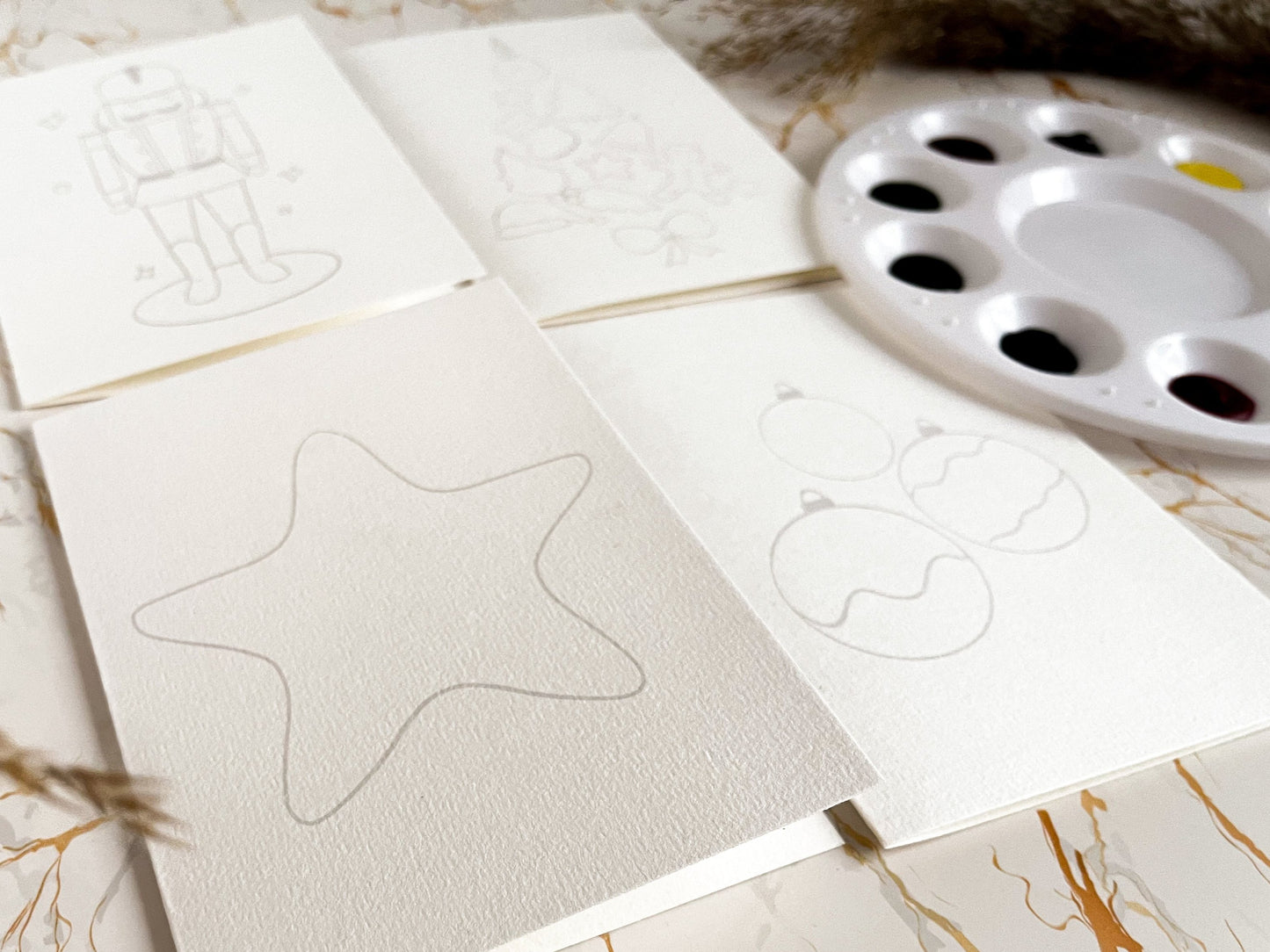 Aquarell-Karten-Set mit Mischpalette *Weihnachten