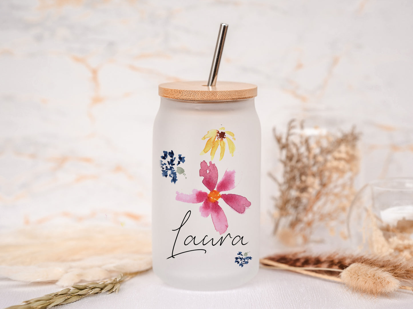 Trinkglas personalisiert - Streublumen