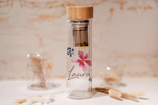 Glasflasche personalisiert - Streublumen