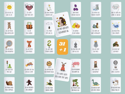 31 Mutmachkarten-Set "Schatzkiste" mit Schlüsselanhänger & Kartenständer