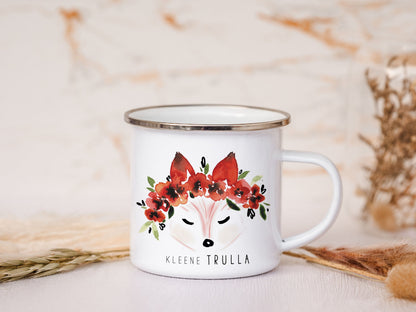 Emaille Tasse personalisiert - Fuchs "kleene Trulla"