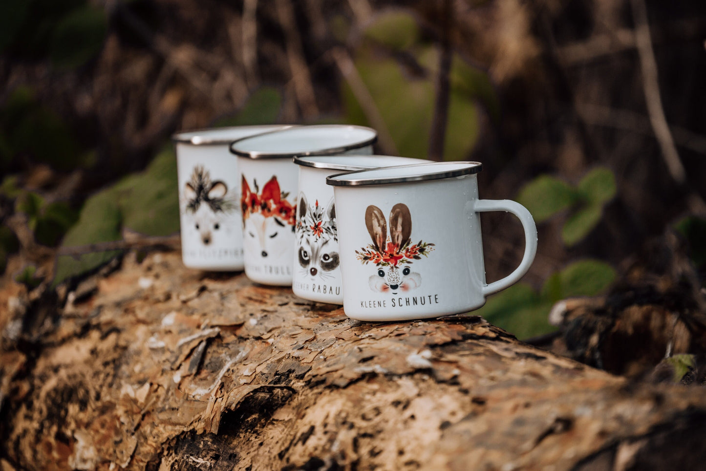 Emaille Tasse personalisiert - Fuchs "kleene Trulla"