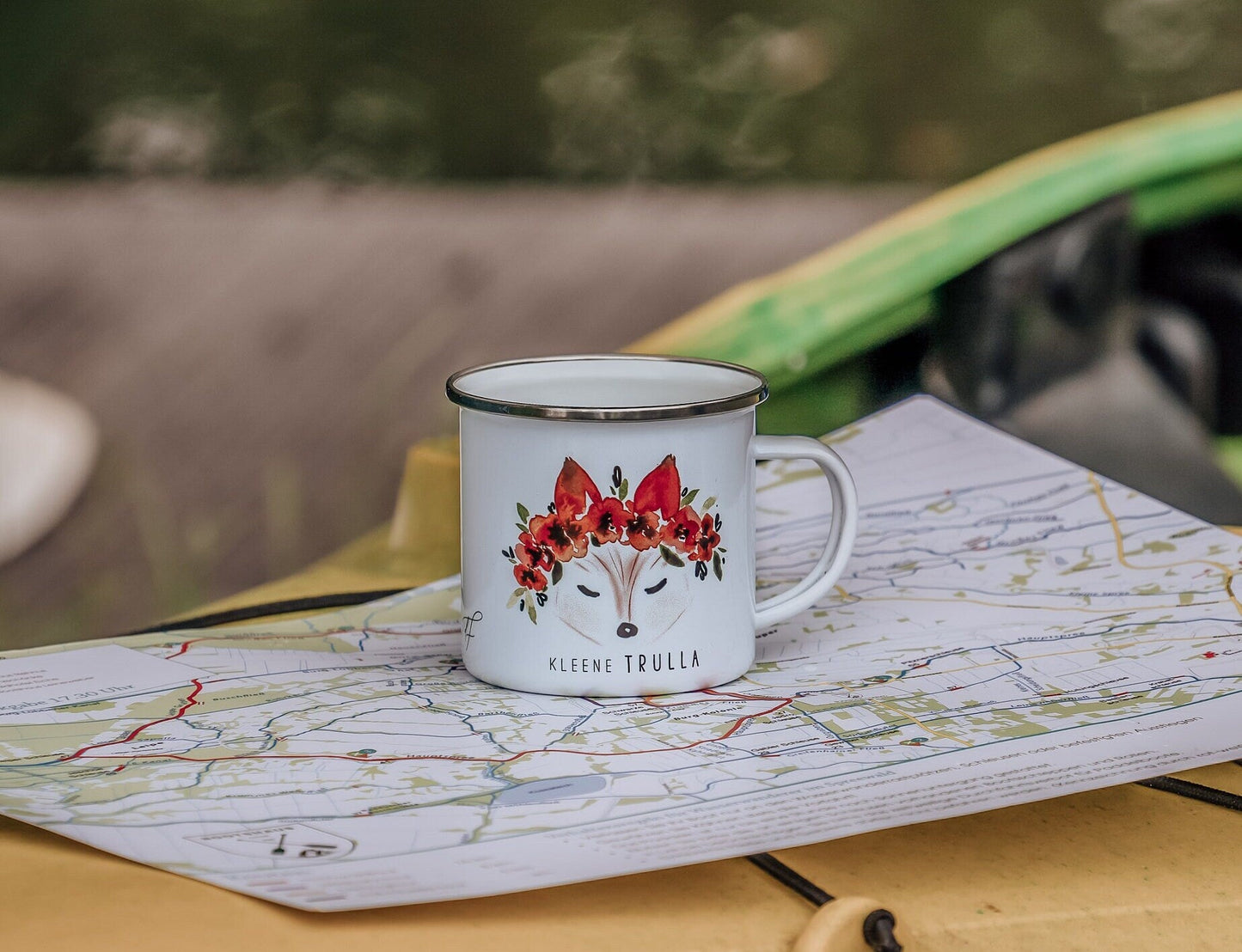 Emaille Tasse personalisiert - Fuchs "kleene Trulla"