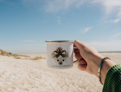Emaille Tasse personalisiert - Igel "kleene Flitzpiepe"