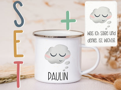 Emaille Tasse personalisiert - Wolke